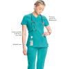 Cherokee Infinity Womens V-Neck Scrub Top Contemporary Fit, 2 Pockets, Rib-Knit Insert, Side Vents, 360° Stretch – CK865A(Teal Blue)