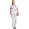Cherokee Infinity Womens V-Neck Scrub Top Contemporary Fit, 2 Pockets, Rib-Knit Insert, Side Vents, 360° Stretch – CK865A(White)