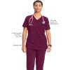 Cherokee Infinity Womens V-Neck Scrub Top Contemporary Fit, 2 Pockets, Rib-Knit Insert, Side Vents, 360° Stretch – CK865A(Wine)