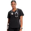 Cherokee Infinity Womens V-Neck Scrub Top, Kangaroo Pocket, High-Low Hem, Rib-Knit Panels & PROTX2 Technology – IN620A(Black)