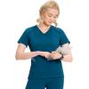 Cherokee Infinity Womens V-Neck Scrub Top, Kangaroo Pocket, High-Low Hem, Rib-Knit Panels & PROTX2 Technology – IN620A(Caribbean Blue)