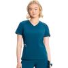 Cherokee Infinity Womens V-Neck Scrub Top, Kangaroo Pocket, High-Low Hem, Rib-Knit Panels & PROTX2 Technology – IN620A(Caribbean Blue)