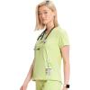 Cherokee Infinity Womens V-Neck Scrub Top, Kangaroo Pocket, High-Low Hem, Rib-Knit Panels & PROTX2 Technology – IN620A(Green Energy)