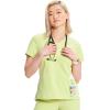 Cherokee Infinity Womens V-Neck Scrub Top, Kangaroo Pocket, High-Low Hem, Rib-Knit Panels & PROTX2 Technology – IN620A(Green Energy)