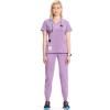 Cherokee Infinity Womens V-Neck Scrub Top, Kangaroo Pocket, High-Low Hem, Rib-Knit Panels & PROTX2 Technology – IN620A(Livewire Lilac)