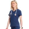 Cherokee Infinity Womens V-Neck Scrub Top, Kangaroo Pocket, High-Low Hem, Rib-Knit Panels & PROTX2 Technology – IN620A(Navy)