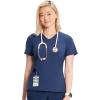 Cherokee Infinity Womens V-Neck Scrub Top, Kangaroo Pocket, High-Low Hem, Rib-Knit Panels & PROTX2 Technology – IN620A(Navy)