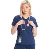 Cherokee Infinity Womens V-Neck Scrub Top, Kangaroo Pocket, High-Low Hem, Rib-Knit Panels & PROTX2 Technology – IN620A(Navy)