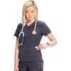 Cherokee Infinity Womens V-Neck Scrub Top, Kangaroo Pocket, High-Low Hem, Rib-Knit Panels & PROTX2 Technology – IN620A(Pewter)