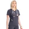 Cherokee Infinity Womens V-Neck Scrub Top, Kangaroo Pocket, High-Low Hem, Rib-Knit Panels & PROTX2 Technology – IN620A(Pewter)