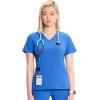Cherokee Infinity Womens V-Neck Scrub Top, Kangaroo Pocket, High-Low Hem, Rib-Knit Panels & PROTX2 Technology – IN620A(Royal)
