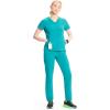 Cherokee Infinity Womens V-Neck Scrub Top, Kangaroo Pocket, High-Low Hem, Rib-Knit Panels & PROTX2 Technology – IN620A(Teal Blue)