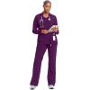 Cherokee Infinity Womens Zip Front Jacket With 2 Pockets Contemporary Fit Back Shoulder Yokes & Front Princess Seams- 2391A(Eggplant)