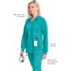 Cherokee Infinity Womens Zip Front Jacket With 2 Pockets Contemporary Fit Back Shoulder Yokes & Front Princess Seams- 2391A(Teal Blue)