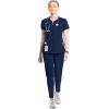 Cherokee Infinity Womens Zip Front V-Neck Scrub Top, 4 Pockets, Moisture Wicking, Wrinkle-Resistant, 360 Stretch – CK810A(Navy)