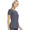 Cherokee Infinity Womens Zip Front V-Neck Scrub Top, 4 Pockets, Moisture Wicking, Wrinkle-Resistant, 360 Stretch – CK810A(Pewter)