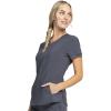 Cherokee Infinity Womens Zip Front V-Neck Scrub Top, 4 Pockets, Moisture Wicking, Wrinkle-Resistant, 360 Stretch – CK810A(Pewter)