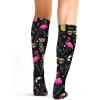 Cherokee Knee High Compression Socks 8-15 mmHg, Lightweight Printed Support Stockings, 1 Pair- COMFORTSUPPORT(Flamingo Party)