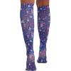 Cherokee Knee High Compression Socks 8-15 mmHg, Lightweight Printed Support Stockings, 1 Pair- COMFORTSUPPORT(Scrub Love)