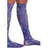 Cherokee Knee High Compression Socks 8-15 mmHg, Lightweight Printed Support Stockings, 1 Pair- COMFORTSUPPORT(Scrub Love)