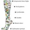 Cherokee Knee High Compression Socks 8-15 mmHg, Lightweight Printed Support Stockings, 1 Pair- COMFORTSUPPORT(Tie Dye Trip)