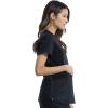 Cherokee Maternity Scrub Top Mock Wrap with 2 Pockets, Breathable and 2-Way Stretch Fabric – WW688(Black)