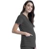 Cherokee Maternity Scrub Top Mock Wrap with 2 Pockets, Breathable and 2-Way Stretch Fabric – WW688(Pewter)