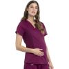 Cherokee Maternity Scrub Top Mock Wrap with 2 Pockets, Breathable and 2-Way Stretch Fabric – WW688(Wine)
