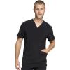 Cherokee Men Scrubs Set Modern Fit V-Neck Scrub Tops, CK900A and Tapered Leg Drawstring Scrub Pants, CK200A(Black)