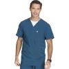 Cherokee Men Scrubs Set Modern Fit V-Neck Scrub Tops, CK900A and Tapered Leg Drawstring Scrub Pants, CK200A(Caribbean Blue)