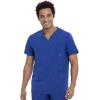 Cherokee Men Scrubs Set Modern Fit V-Neck Scrub Tops, CK900A and Tapered Leg Drawstring Scrub Pants, CK200A(Galaxy Blue)