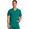 Cherokee Men Scrubs Set Modern Fit V-Neck Scrub Tops, CK900A and Tapered Leg Drawstring Scrub Pants, CK200A(Hunter Green)