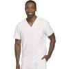 Cherokee Men Scrubs Set Modern Fit V-Neck Scrub Tops, CK900A and Tapered Leg Drawstring Scrub Pants, CK200A(White)