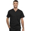 Cherokee Men and Women Scrub Set Tuckable V-Neck Top, WW625 with Tapered Leg Drawstring Pant, WW020(Black)