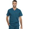 Cherokee Men and Women Scrub Set Tuckable V-Neck Top, WW625 with Tapered Leg Drawstring Pant, WW020(Caribbean Blue)
