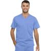 Cherokee Men and Women Scrub Set Tuckable V-Neck Top, WW625 with Tapered Leg Drawstring Pant, WW020(Ciel)