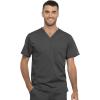 Cherokee Men and Women Scrub Set Tuckable V-Neck Top, WW625 with Tapered Leg Drawstring Pant, WW020(Pewter)