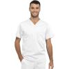 Cherokee Men and Women Scrub Set Tuckable V-Neck Top, WW625 with Tapered Leg Drawstring Pant, WW020(White)