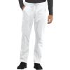 Cherokee Men and Women Scrub Set Tuckable V-Neck Top, WW625 with Tapered Leg Drawstring Pant, WW020(White)