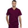 Cherokee Men and Women Scrub Set Tuckable V-Neck Top, WW625 with Tapered Leg Drawstring Pant, WW020(Wine)