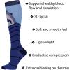 Cherokee Men’s Compression Socks, 10-15 mmHg Knee High, Colorful Print, Lightweight, 1 Pair Pack – MPRINTSUPPORT(Shark Attack)