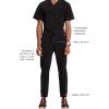 Cherokee Mens Mid Rise Jogger Scrub Pants with Zipper Cargo Pocket 360 Stretch Moisture Wicking PROTX2 Fabric – CK004A(Black)