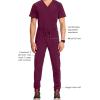 Cherokee Mens Mid Rise Jogger Scrub Pants with Zipper Cargo Pocket 360 Stretch Moisture Wicking PROTX2 Fabric – CK004A(Wine)
