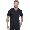 Cherokee Men’s Scrub Set, V-Neck Scrub Top Modern fit WW603 with Natural Rise Jogger Scrub Pants Drawstring Waistband WW012(Black)
