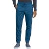 Cherokee Men’s Scrub Set, V-Neck Scrub Top Modern fit WW603 with Natural Rise Jogger Scrub Pants Drawstring Waistband WW012(Caribbean Blue)