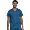 Cherokee Men’s Scrub Set, V-Neck Scrub Top Modern fit WW603 with Natural Rise Jogger Scrub Pants Drawstring Waistband WW012(Caribbean Blue)