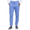 Cherokee Men’s Scrub Set, V-Neck Scrub Top Modern fit WW603 with Natural Rise Jogger Scrub Pants Drawstring Waistband WW012(Ciel)