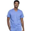 Cherokee Men’s Scrub Set, V-Neck Scrub Top Modern fit WW603 with Natural Rise Jogger Scrub Pants Drawstring Waistband WW012(Ciel)