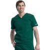 Cherokee Men’s Scrub Set, V-Neck Scrub Top Modern fit WW603 with Natural Rise Jogger Scrub Pants Drawstring Waistband WW012(Hunter Green)