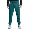 Cherokee Men’s Scrub Set, V-Neck Scrub Top Modern fit WW603 with Natural Rise Jogger Scrub Pants Drawstring Waistband WW012(Hunter Green)
